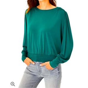 ‼️LAST CHANCE‼️Ann Taylor Long Sleeve Top with Smocked Waist | Green | Size S